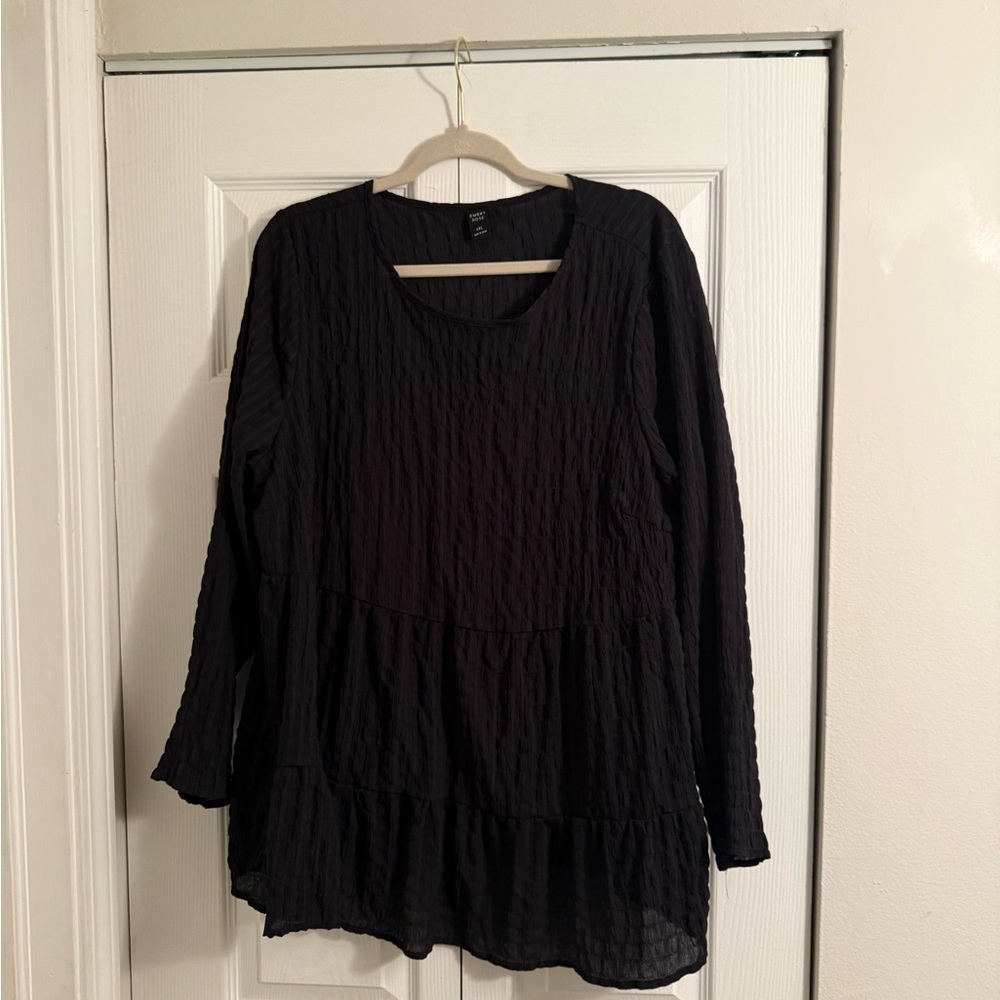 SHEIN Black Textured Blouse
